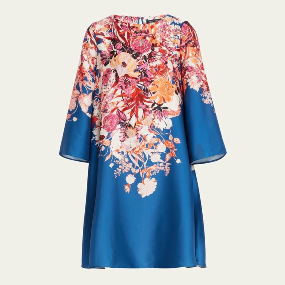 Teri Jon by Rickie Freeman Floral-Print Twill Trapeze Dress